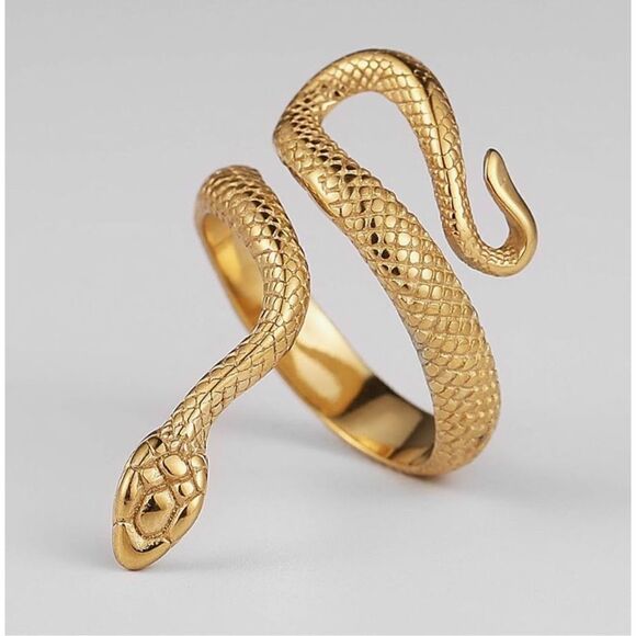 Gold Colored Snake Ring - Picture 1 of 6